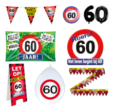 60 jaar verjaardag versiering pakket verkeersbord XL