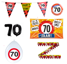 70 jaar verjaardag versiering pakket verkeersbord incl. Gevelvlag