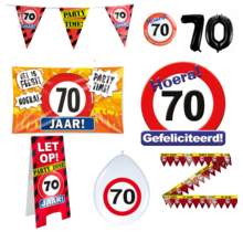 70 jaar verjaardag versiering pakket verkeersbord XL