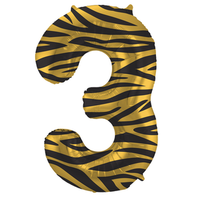 Folieballon Cijfer 3 Tiger Chic - 86 cm