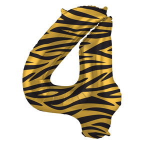 Folieballon Cijfer 4 Tiger Chic - 86 cm