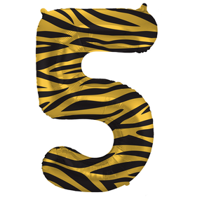 Folieballon Cijfer 5 Tiger Chic - 86 cm