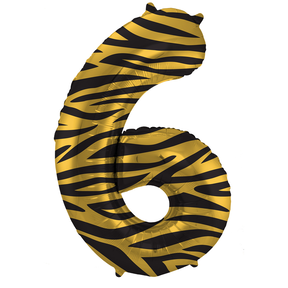 Folieballon Cijfer 6 Tiger Chic - 86 cm