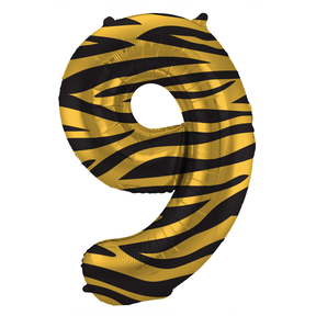 Folieballon Cijfer 9 Tiger Chic - 86 cm