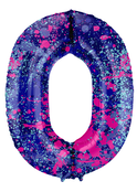 Folieballon Cijfer 0 Paint Splash - 86 cm