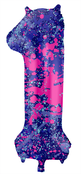 Folieballon Cijfer 1 Paint Splash - 86 cm