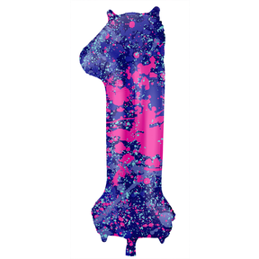 Folieballon Cijfer 1 Paint Splash - 86 cm