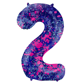 Folieballon Cijfer 2 Paint Splash - 86 cm