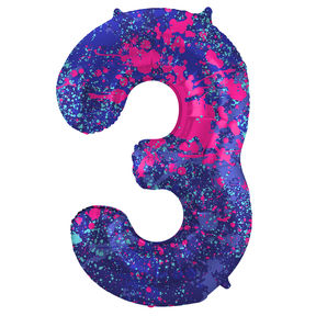 Folieballon Cijfer 3 Paint Splash - 86 cm