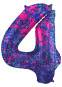 Folieballon Cijfer 4 Paint Splash - 86 cm