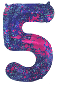 Folieballon Cijfer 5 Paint Splash - 86 cm