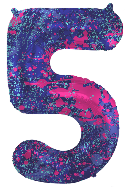 Folieballon Cijfer 5 Paint Splash - 86 cm