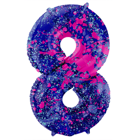 Folieballon Cijfer 8 Paint Splash - 86 cm
