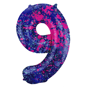 Folieballon Cijfer 9 Paint Splash - 86 cm