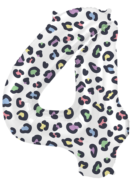 Folieballon Cijfer 4 Bright Panther - 86 cm