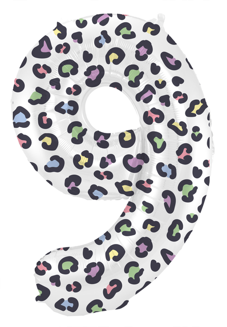 Folieballon Cijfer 9 Bright Panther - 86 cm
