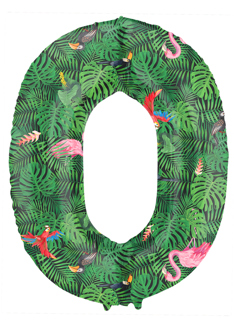 Folieballon Cijfer 0 Jungle Vibe - 86 cm