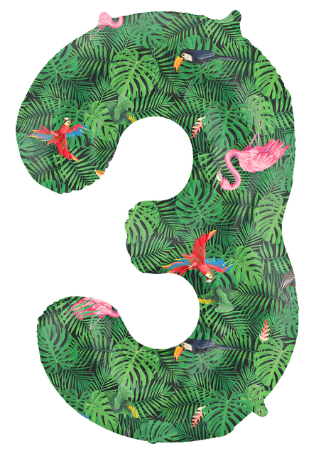 Folieballon Cijfer 3 Jungle Vibe - 86 cm