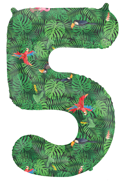 Folieballon Cijfer 5 Jungle Vibe - 86 cm