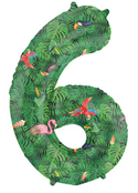 Folieballon Cijfer 6 Jungle Vibe - 86 cm