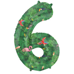 Folieballon Cijfer 6 Jungle Vibe - 86 cm