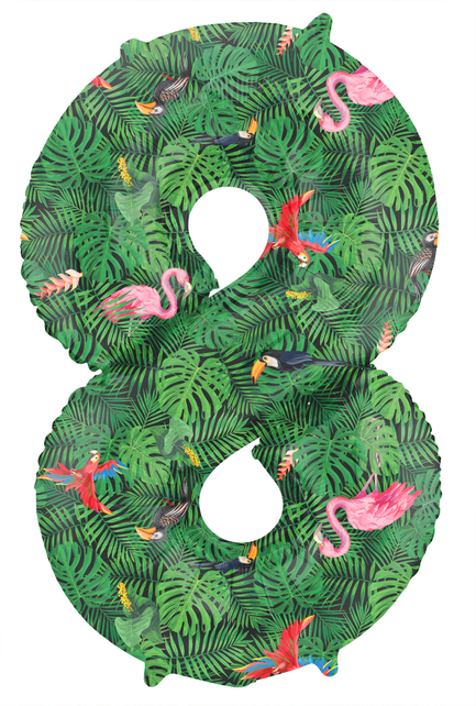 Folieballon Cijfer 8 Jungle Vibe - 86 cm