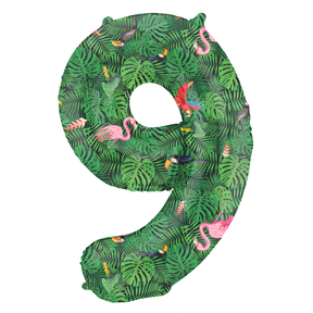 Folieballon Cijfer 9 Jungle Vibe - 86 cm