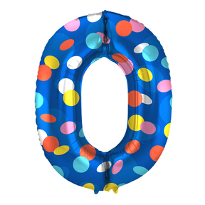 Folieballon Cijfer 0 Colorful Dots - 86 cm