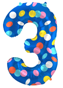 Folieballon Cijfer 3 Colorful Dots - 86 cm