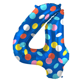 Folieballon Cijfer 4 Colorful Dots - 86 cm