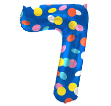 Folieballon Cijfer 7 Colorful Dots - 86 cm