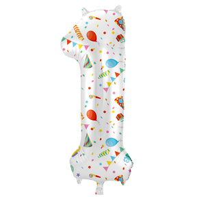 Folieballon Cijfer 1 Joyful Party - 86 cm