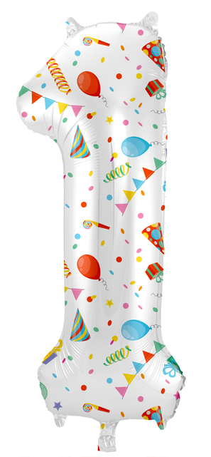 Folieballon Cijfer 1 Joyful Party - 86 cm