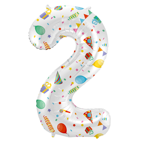 Folieballon Cijfer 2 Joyful Party - 86 cm