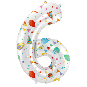 Folieballon Cijfer 6 Joyful Party - 86 cm