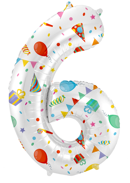 Folieballon Cijfer 6 Joyful Party - 86 cm
