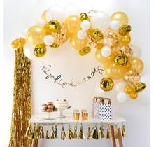 Ballonnenboog  wit en goud confettiballonnen -  Ginger Ray