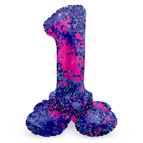 Staande Folieballon Cijfer 1 Paint Splash - 72 cm