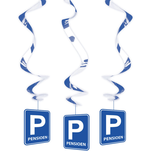 Pensioen Parkeerbord - Swirls - 3 stuks