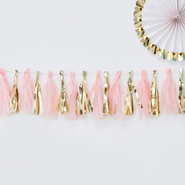 Oh Baby Roze/ Goud Tasselslinger 200cm