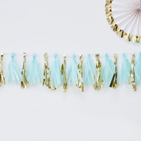 Oh Baby Blauw/ Goud Tasselslinger 200cm