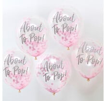 Confetti ballonnen About To Pop roze Oh Baby! 5 stuks 30cm