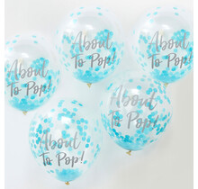 Confetti ballonnen About To Pop blauw Oh Baby! 5 stuks 30cm