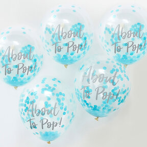 Confetti ballonnen About To Pop blauw Oh Baby! 5 stuks 30cm
