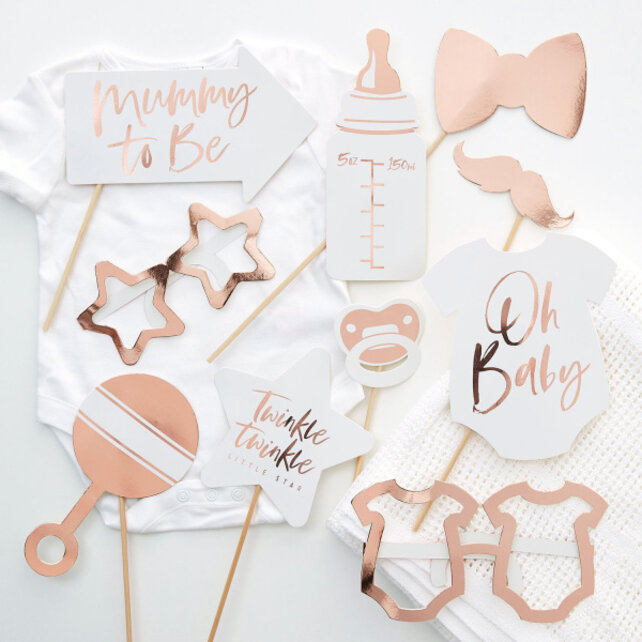 Baby Shower Photo Booth props Rosé Goud - 10 stuks