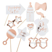 Baby Shower Photo Booth props Rosé Goud - 10 stuks