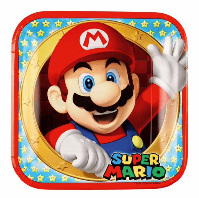 Super Mario papieren borden 23cm 8 stuks Super Mario papieren borden 23cm 8 stuks