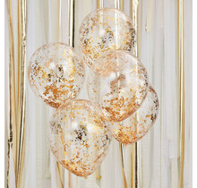 Gouden confetti ballonnen 5 stuks 30cm