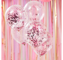 Roze confetti ballonnen 5 stuks 30cm