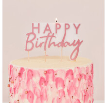 Verjaardagskaars Happy Birthday Rose Goud 12,5 x 11cm